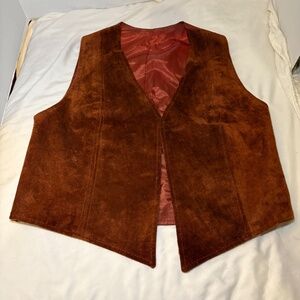 Vintage Leathercraft Process of America Brown Suede Leather Vest